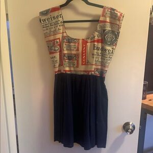 Budweiser Print Dress with navy Skirt
